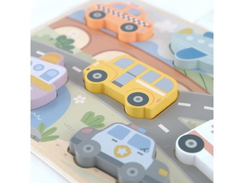 Transport fa puzzle – fejlesztő kirakó járművekkel 12 hónapos kortól