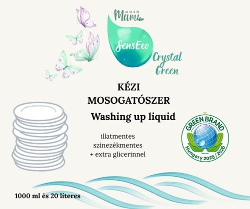 SensEco Crystal Green illat,-és színezékmentes mosogatószer 1 liter