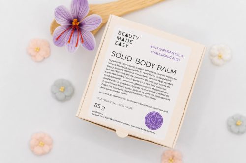 Beauty Made Easy szilárd testápoló sáfránnyal és hialuronsavval, 85 g