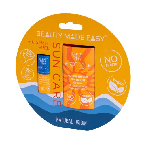 Beauty Made Easy Le Papier Sun szilárd naptej ,SPF 50  + ajándék SPF 20 ajakbalzsam