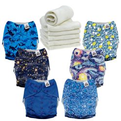   Mama Koala zsebes pelenkacsomag 5 rétegű bambusz betéttel (6 db/csomag) - AWJ - kék válogatás